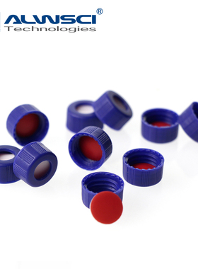 厂家直供2ML9-425自动进样瓶PP盖竖条纹蓝色开孔盖垫PTFE硅胶垫片