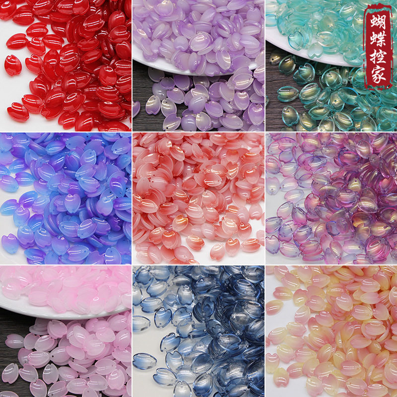 捷克琉璃开口花瓣发簪diy手工制作古风发饰古装簪子材料花片