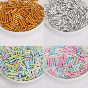 生日蛋糕装饰糖针圆棒糖金色银色西点糖珠装扮摆件派对烘焙用品