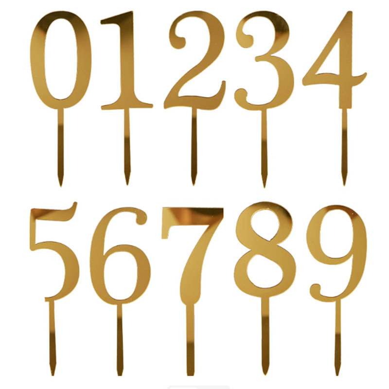 金色数字蛋糕装饰亚克力插牌