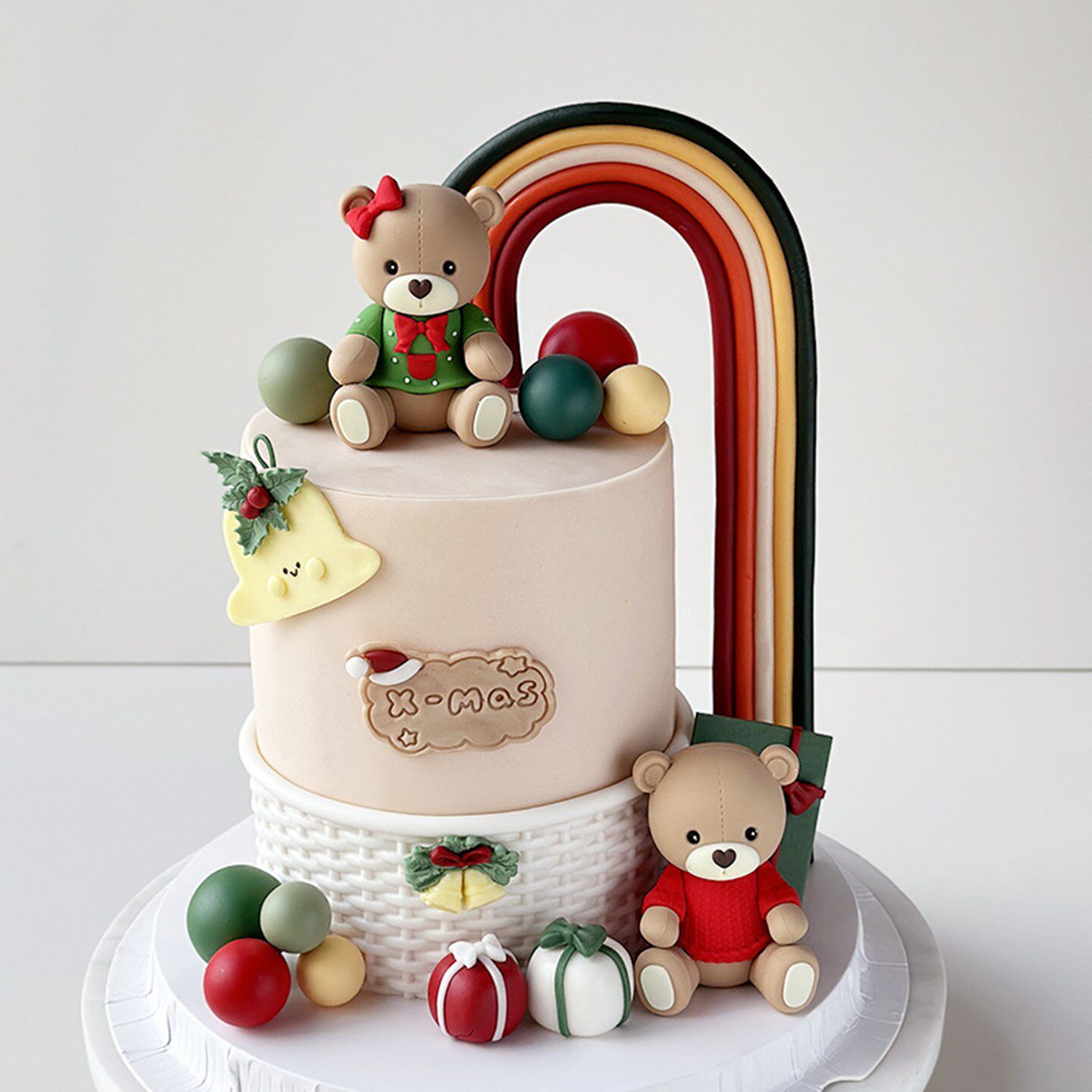 圣诞小熊软胶公仔蛋糕装饰摆件
