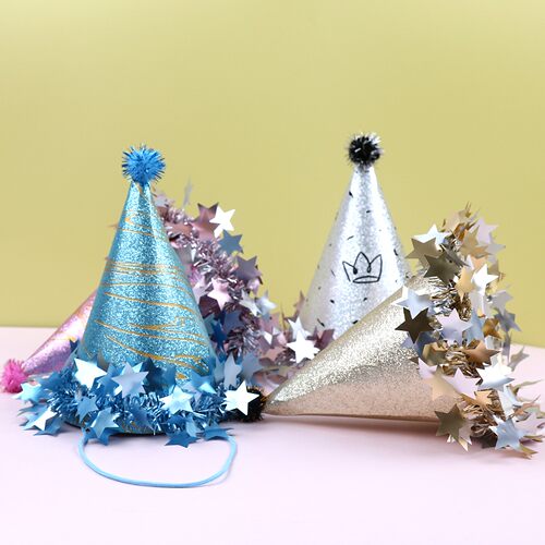 新款五角星流苏生日帽派对装扮