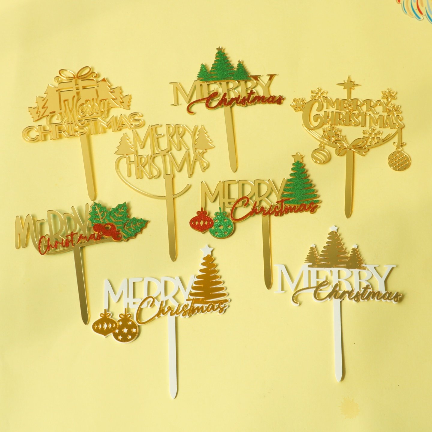圣诞快乐蛋糕插牌MERRY亚克力