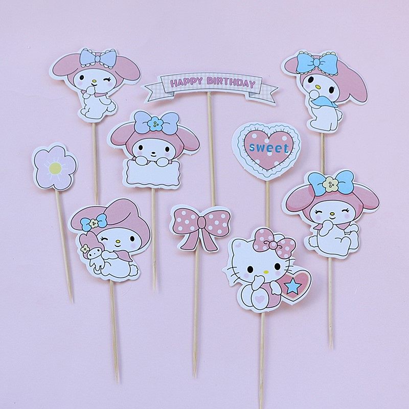 男孩女孩生日蛋糕装饰插件粉色美乐蒂小兔子帕恰狗草莓熊甜品插牌,节庆用品/礼品,节日装扮用品,淘宝优惠券,粉丝福利购,淘宝优惠卷