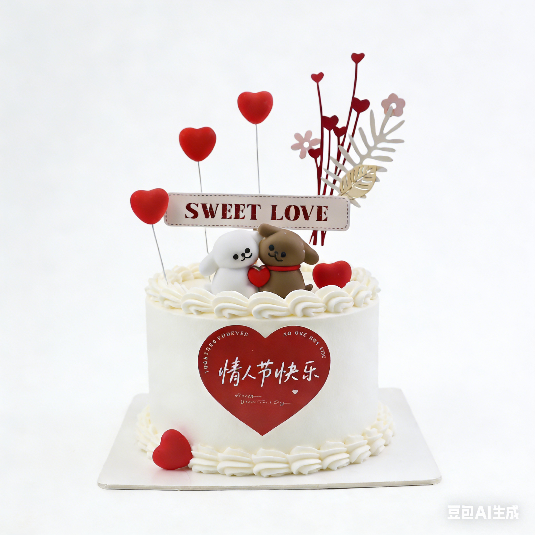 情人节蛋糕装饰小狗爱心奶油蛋糕情侣表白生日烘焙摆件,节庆用品/礼品,蛋糕/烘焙装饰用品,淘宝优惠券,粉丝福利购,淘宝优惠卷