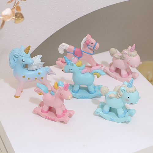 儿童生日蛋糕摆件彩虹马独角兽
