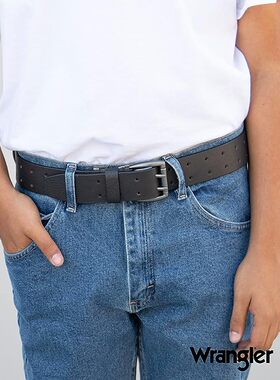 [db s]美国购买 WRANGLER 男款真皮休闲日常双针扣皮带腰带38MM