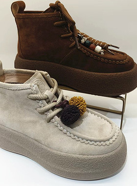 FED商场专柜同款2025冬季新款厚底休闲复古袋鼠鞋增高短靴FDG203