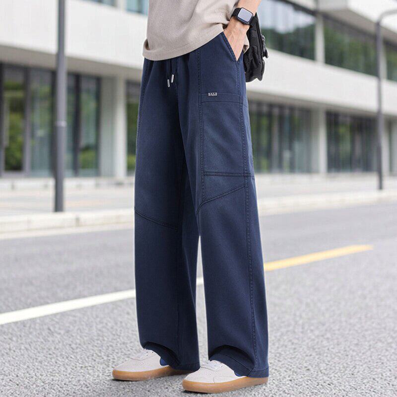 美式渐变工装休闲裤男士2026春季宽松直筒阔腿百搭长裤