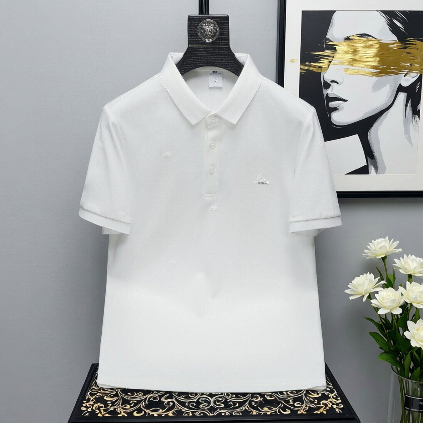 2026夏季新款POLO衫休闲风免烫翻领男士纯色T恤白色上衣