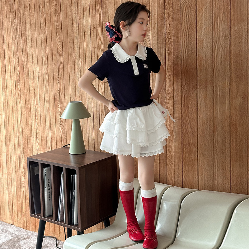 女童夏季学院风蛋糕裙两件套