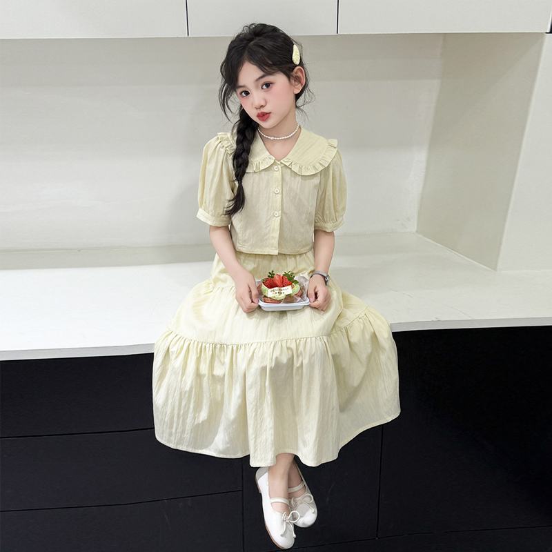 女童夏装连衣裙2025新款女大童夏季棉布短袖儿童半身裙两件套裙子