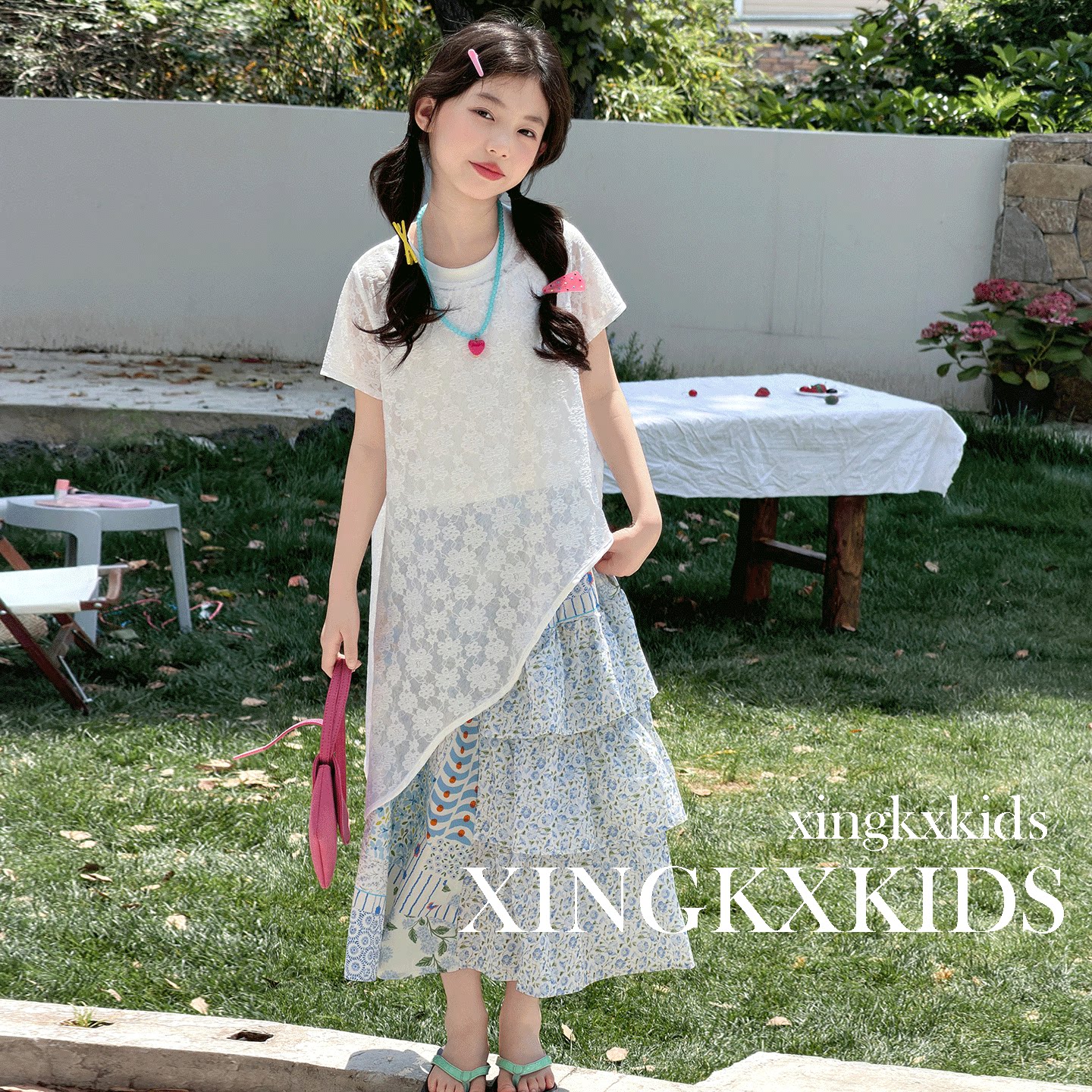 女童大童夏季叠穿半身裙三件套