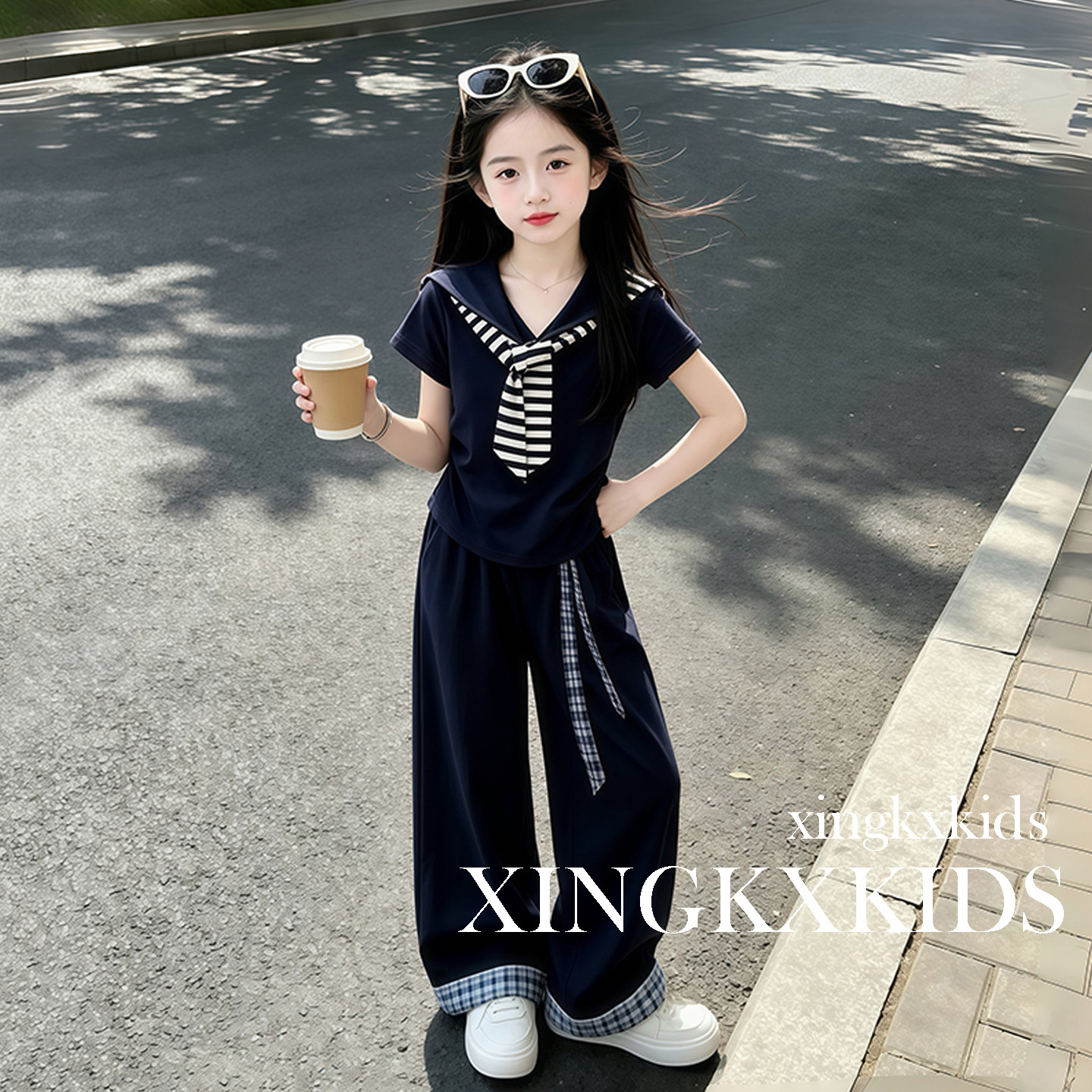 女童夏季休闲T恤短袖两件套