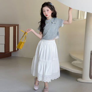 女大童夏季 套裙2026新款 休闲T恤半身裙儿童半身裙子 短袖 女童夏装