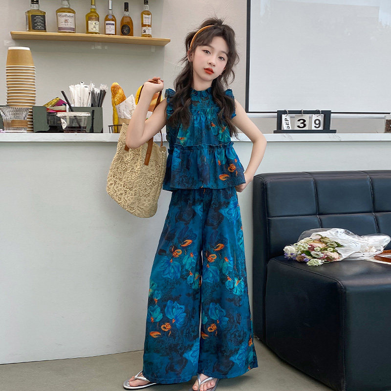 夏季套装2024新款洋气女大童夏装无袖阔腿裤儿童中国风两件套,童装/婴儿装/亲子装,套装,淘宝优惠券,粉丝福利购,淘宝优惠卷