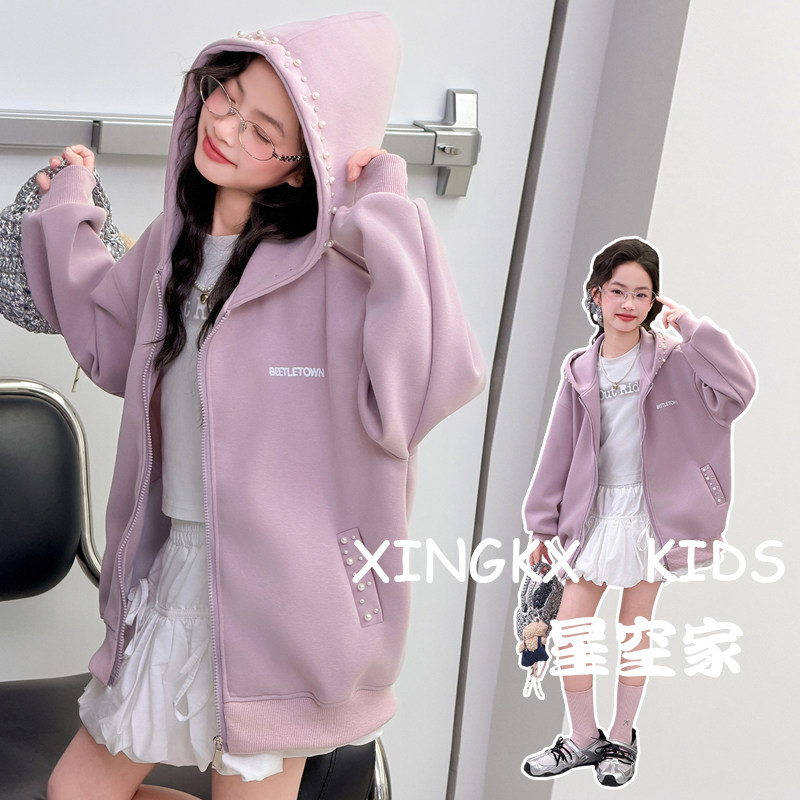 女童连帽外套春装2026新款韩版初中生休闲上衣儿童春秋季卫衣开衫,童装/婴儿装/亲子装,普通外套,淘宝优惠券,粉丝福利购,淘宝优惠卷