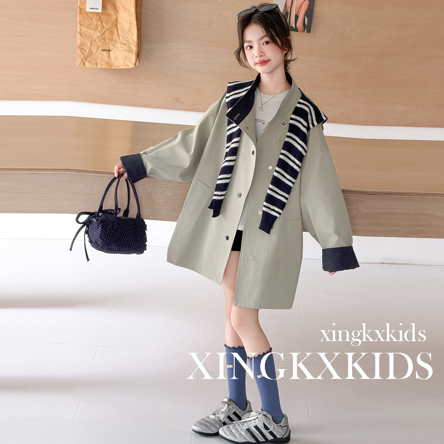 女童中长款风衣2026新款女孩大童秋装超好看外套儿童韩系春秋上衣