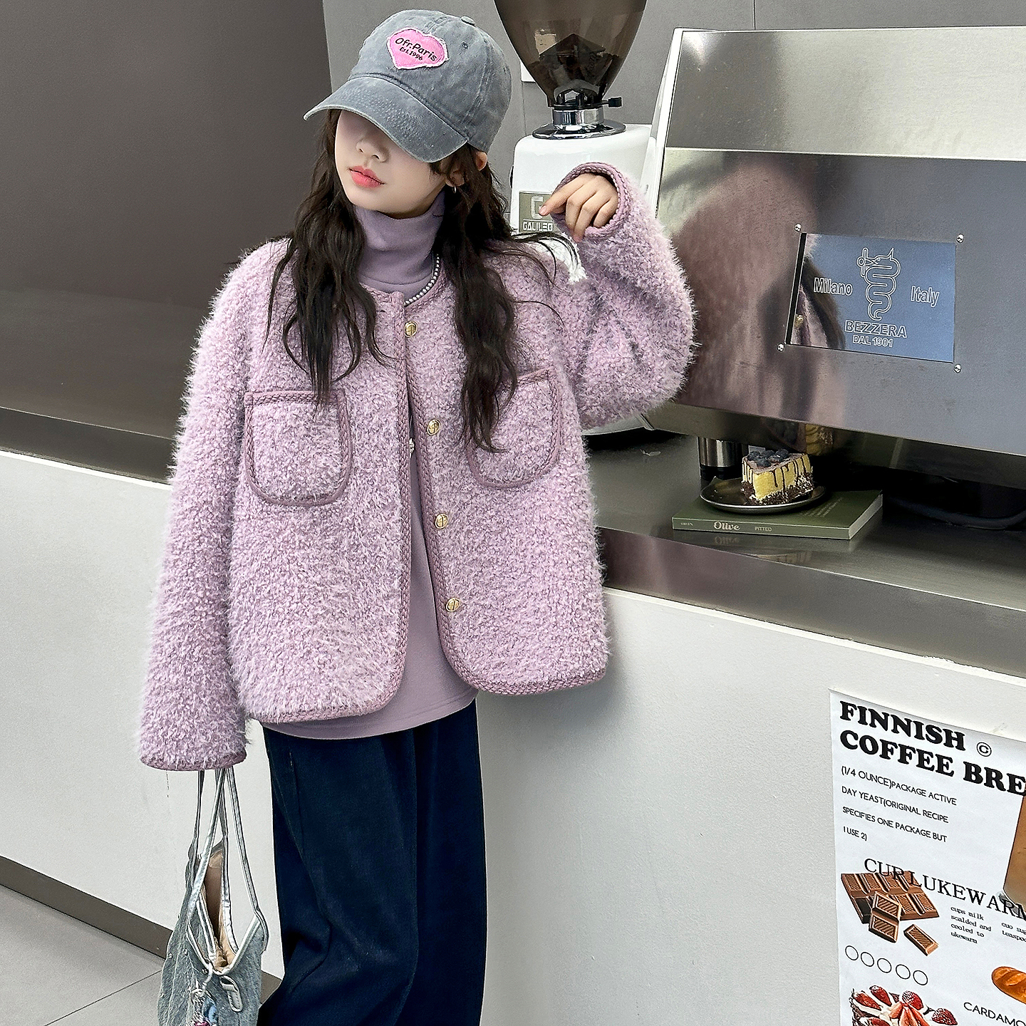 女童秋冬外套2025新款女大童秋季休闲毛毛衣儿童加厚打底衫牛仔裤