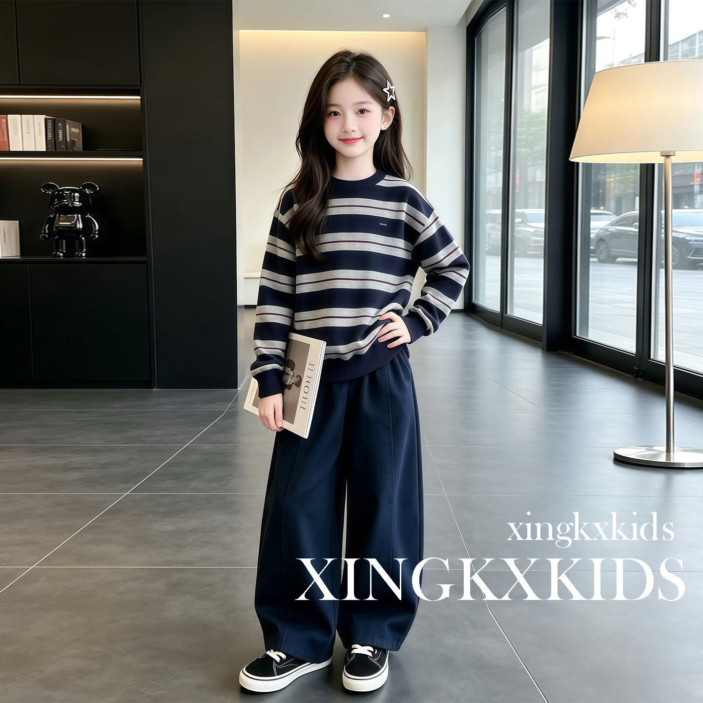 女童春秋卫衣阔腿裤两件套潮