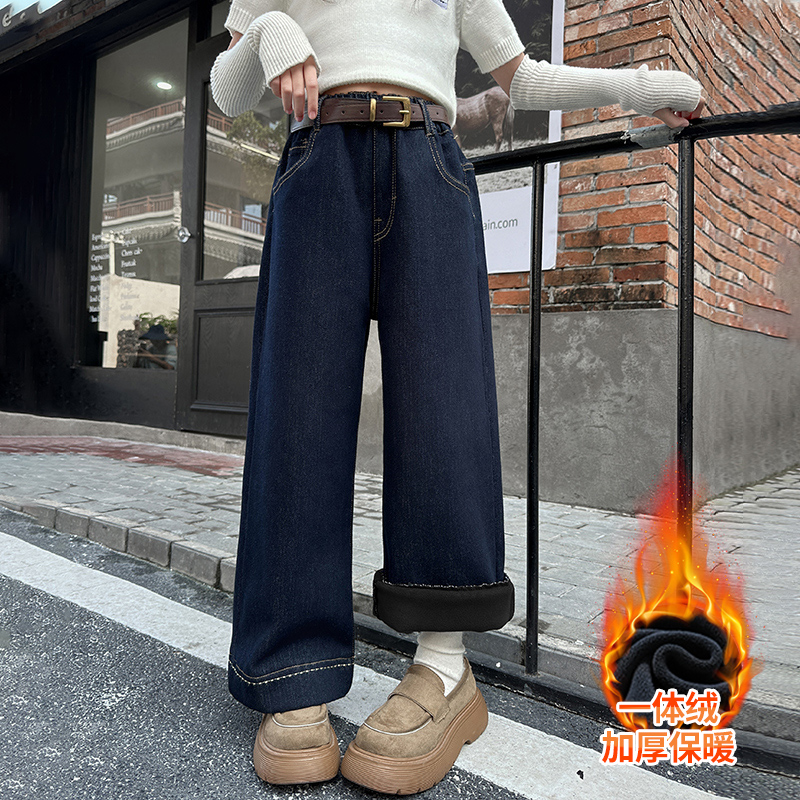 【专柜品质】女童秋冬加绒牛仔裤