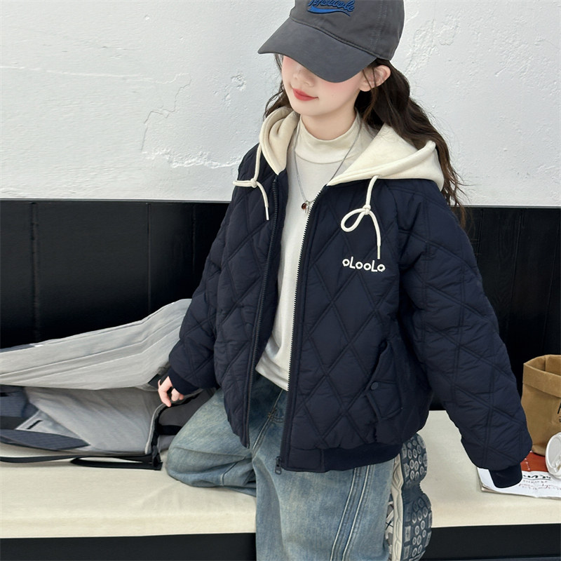 女童秋冬外套2025新款女大童秋季休闲夹克衫儿童早冬夹棉保暖棉服