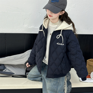 女童秋冬外套2025新款女大童秋季休闲夹克衫儿童早冬夹棉保暖棉服