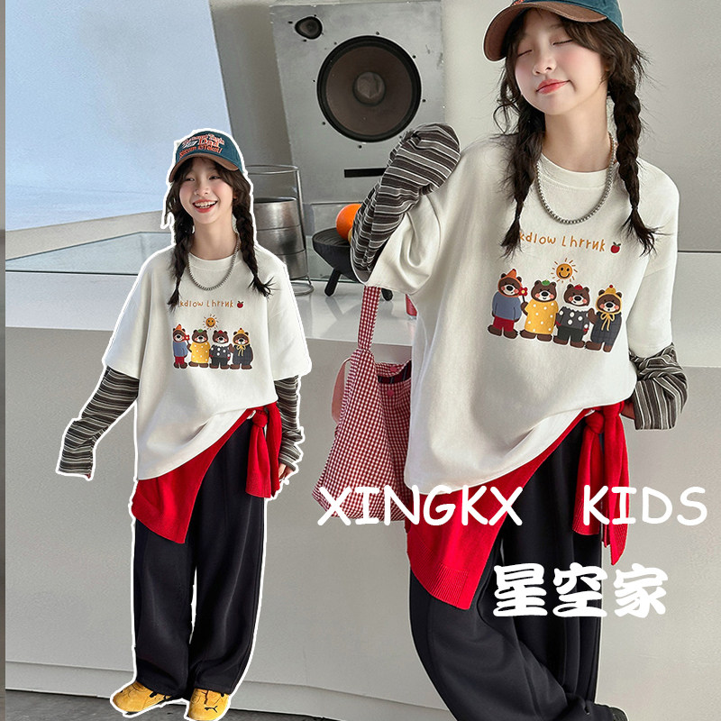 女童长袖T恤春秋装2026新款大童假两件上衣儿童超好看卫衣打底衫,童装/婴儿装/亲子装,卫衣/绒衫,淘宝优惠券,粉丝福利购,淘宝优惠卷