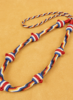 佛牌挂绳 项链绳 玉坠绳 泰式蜡线粗款五彩七挂  手工精编可定制