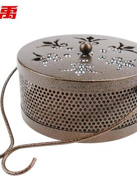 冰禹BYjj-146铁艺蚊香盒创意蚊香盘拖防火防烫镂空仿古蚊香炉带盖