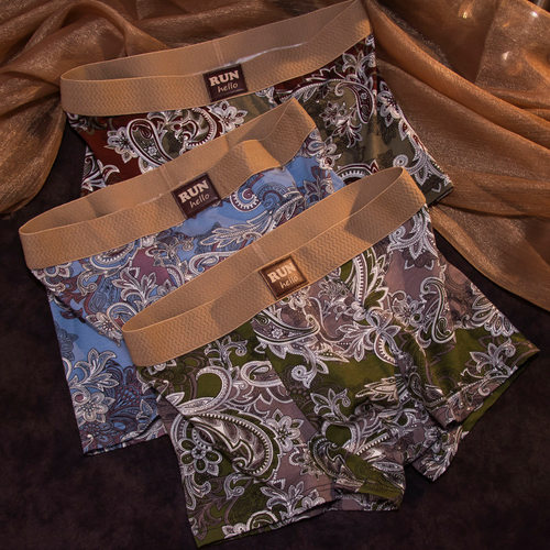 2026新款复古民族风男士内裤纯棉平角裤四季透气抗菌舒适四角短裤