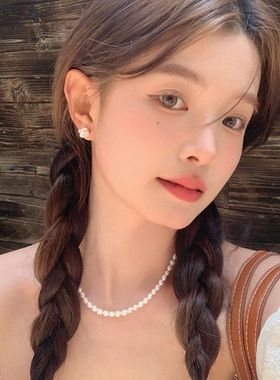 进口『淡水珍珠』小清新白色天然小米珠耳环甜美优雅气质款小众