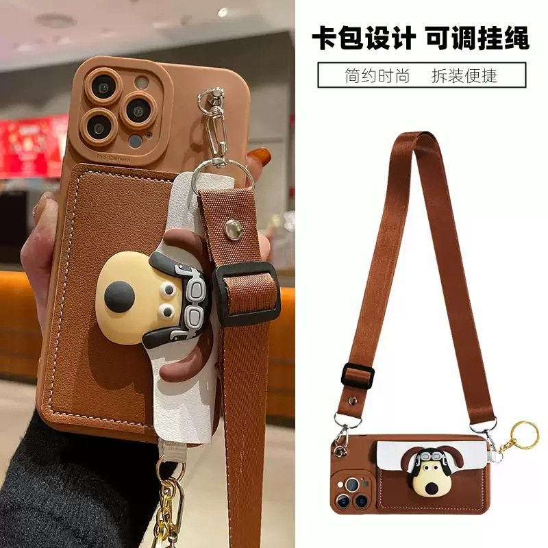 进口适用小米13手机壳Civi2斜挎红米K60零钱包note12pro潮牌K50掌门狗