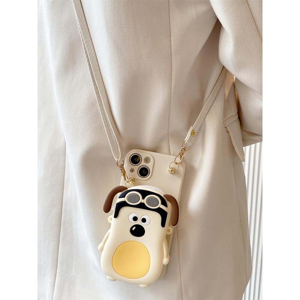 进口董白狗狗零钱包适用p60华为mate50/40pro手机壳p50pro斜挎mate40