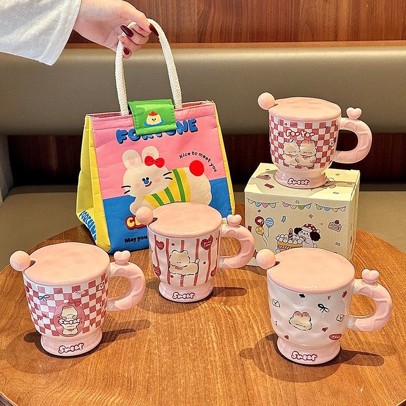 进口可爱网红小兔陶瓷马克杯带盖带勺高颜值咖啡喝水杯送女生生日,节庆用品/礼品,文化创意杯子,淘宝优惠券,粉丝福利购,淘宝优惠卷