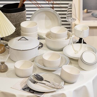 进口轻奢日式陶瓷碗碟餐具套装颜值乔迁送礼碗盘筷碗具餐具单个饭