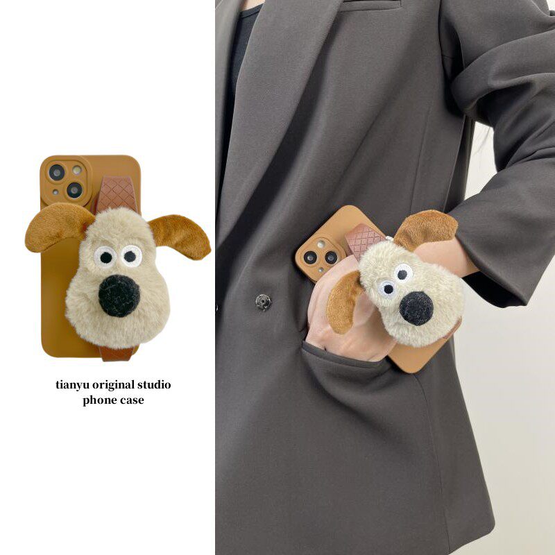 进口卡通毛绒掌门犬腕带适用于华为mate60pro手机壳p60pro斜挎P50Pro