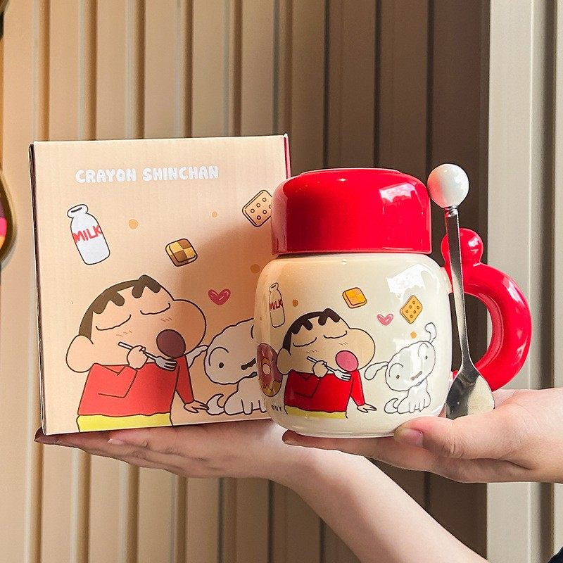 进口生日礼物蜡笔小新陶瓷水壶女生情侣马克杯办公室水杯闺蜜伴手