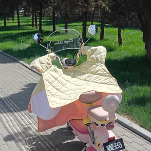 纯色电动车挡风被春夏季薄款防晒防水防紫外线防走光可爱四季通用