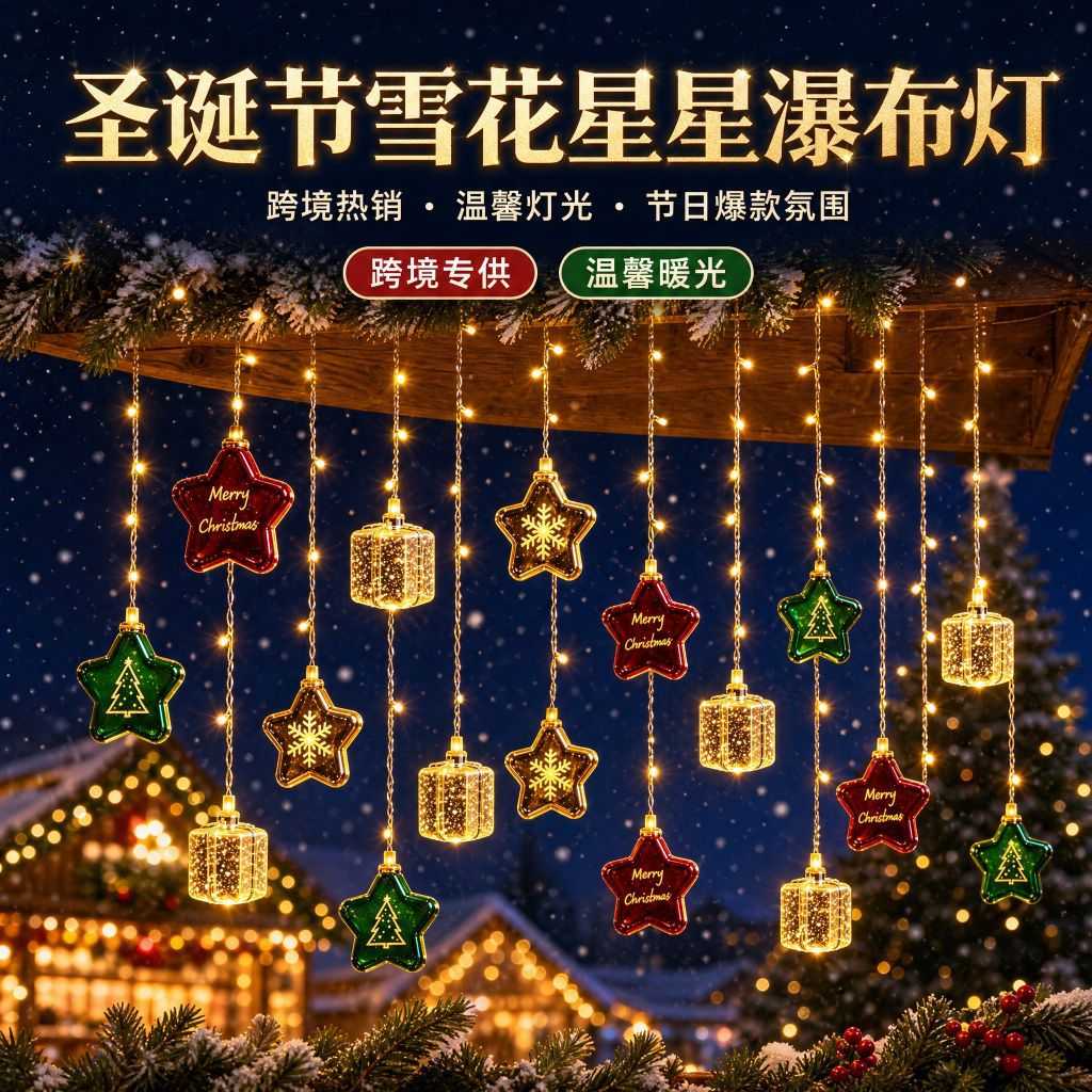圣诞节LED电镀球灯串星星冰条
