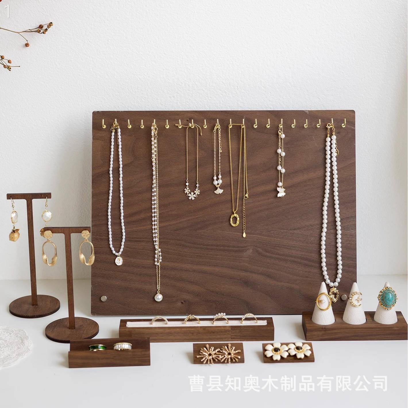 胡桃色大容量项链展示架