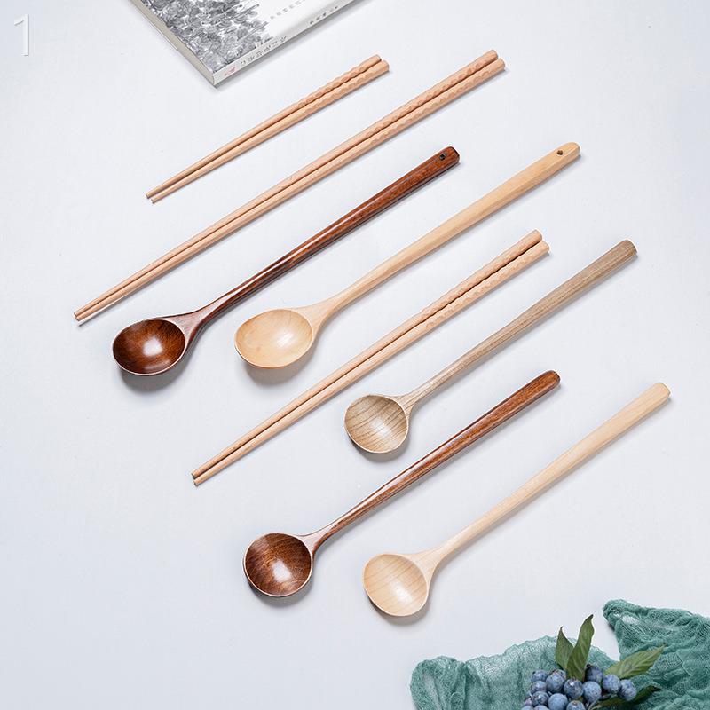 长柄圆勺木质餐具套装