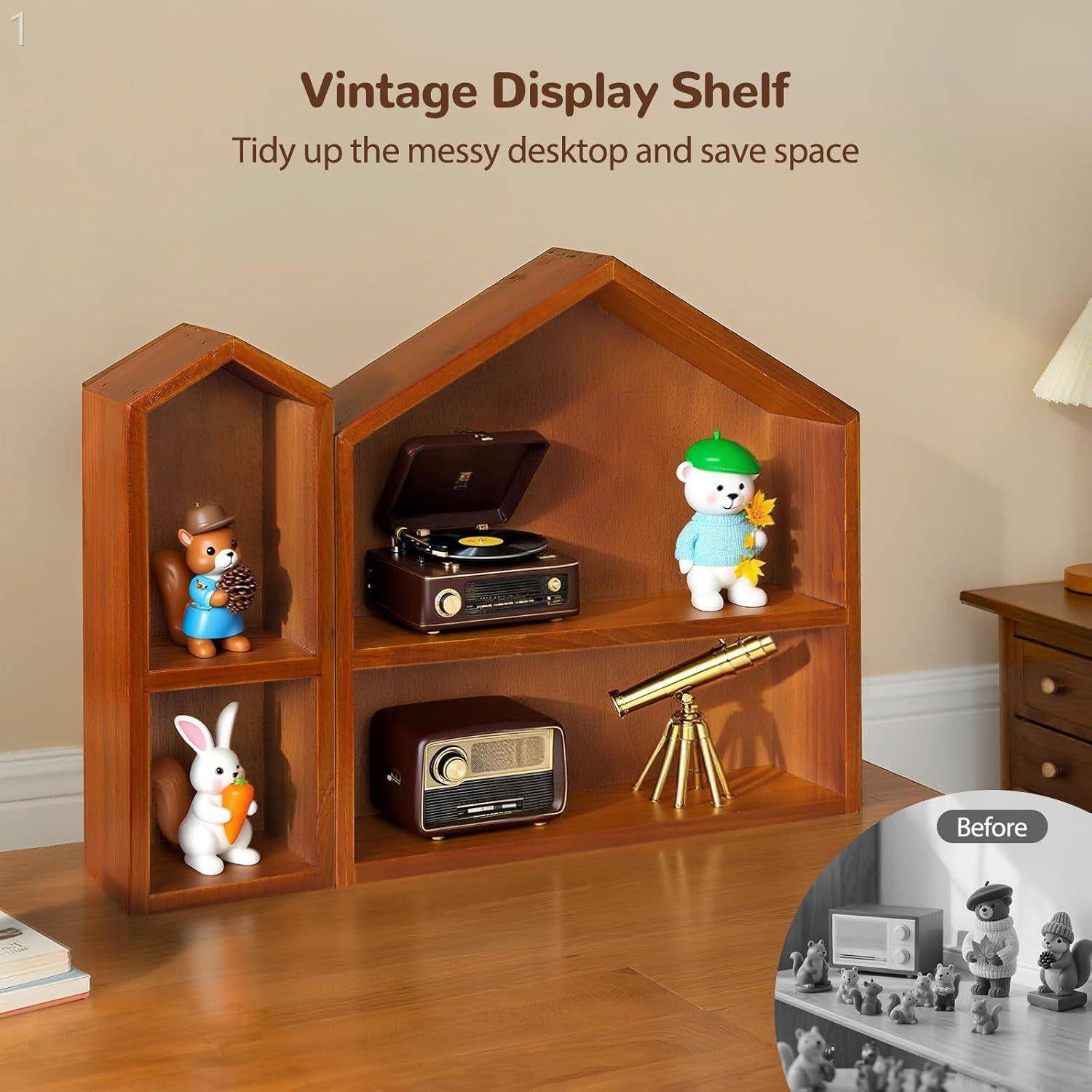 复古实木桌面整理收纳首饰摆件