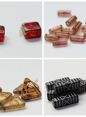 捷克玻璃火烧珠进口珠古色古珠椭圆三角长方方形动物花形(CZH11)