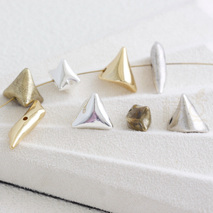 DIY饰品铸造铜配件镀厚银镀厚金实心异形隔珠金豆银豆(4915C)