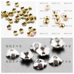 DIY饰品.黄铜原坯3mm小花.花托.隔珠.黄铜.铜坯.古青铜 1700C