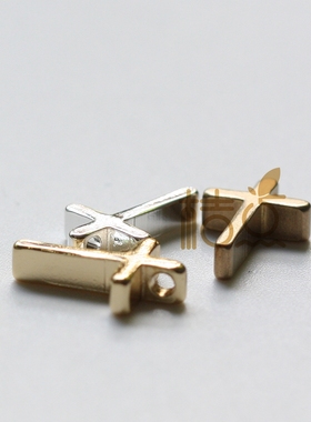 DIY饰品配件 黄铜原坯 12*8mm十字架 信仰 隔珠 金属珠(4220C)