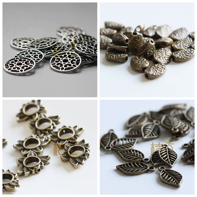 [DIY jewelry alloy accessory leaf hollow tree leaf antique silver antique bronze vintage plant Ins(A17)]