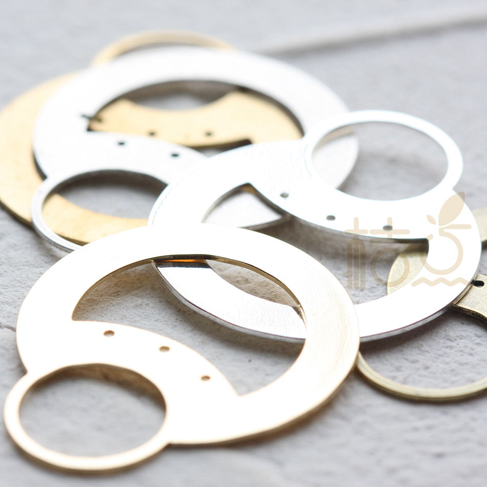 几何图形圆形黄铜耳环挂头