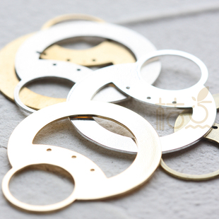 DIY饰品黄铜配件圆形多孔挂头几何图形铜绿古色镀金镀银 4552C